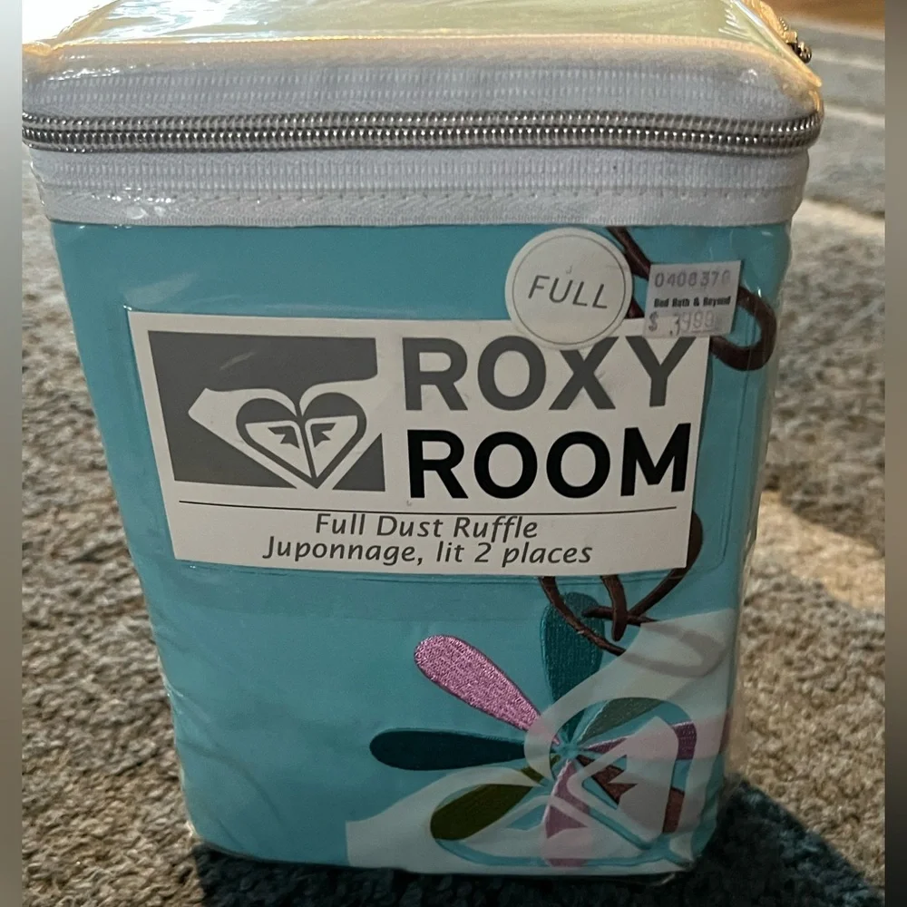 Roxy Room Full Dust Ruffle - Blue and Pink